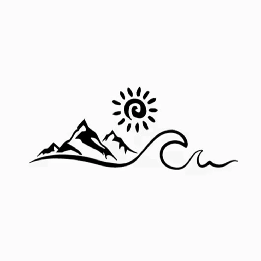 Nature Inspired Mountain Ocean Sun Vinyl Decals Waterproof for RV Truck SUV Window Bumper Auto Body Travel Outdoor Decor Accesso