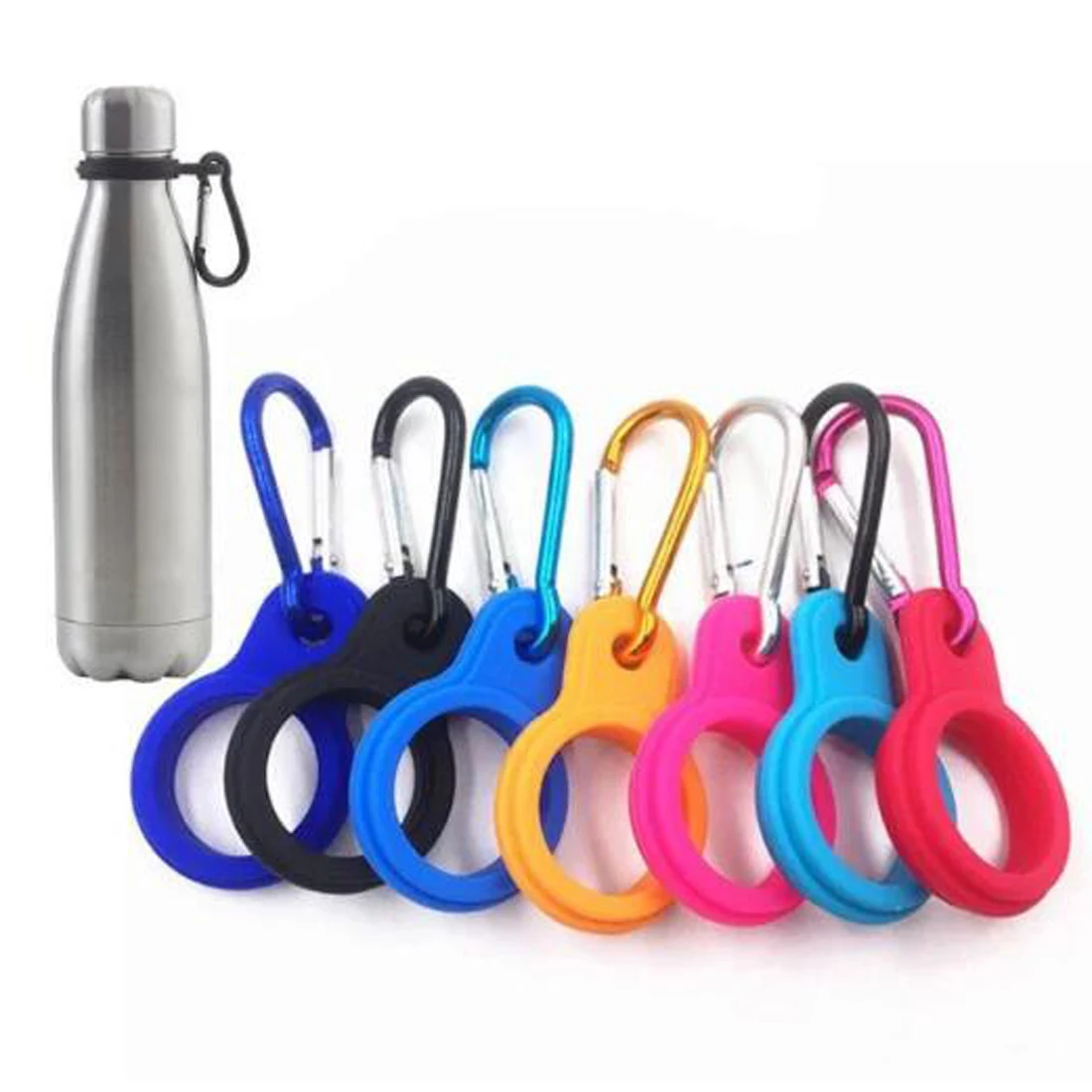 

Silicone Water Bottle Holder Rubber Carabiner Kettle Buckles Hook for Outdoor Camping, Hiking, and Sports
