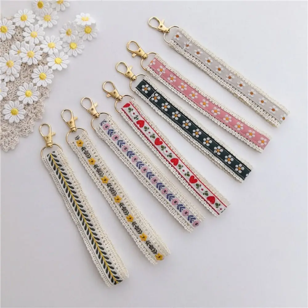 Универсальный анти-потерянный кружевной ремешок на запястье, тканевый красочный цветок, брелок с подвеской в этническом стиле, сумка с плетеной веревкой, аксессуары для сумок