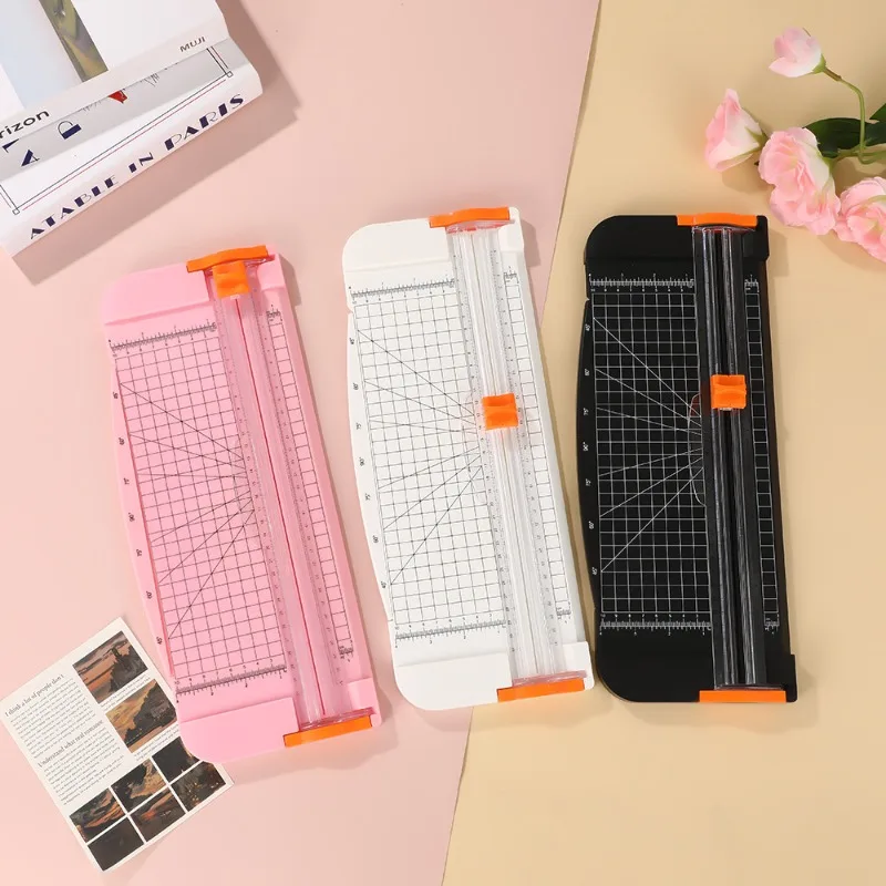 A4 Manual Paper Trimmer, Plastic Base Sliding Cutter, Portable Blade Slicer, Desktop Office Cutting Gadget, Precise Document