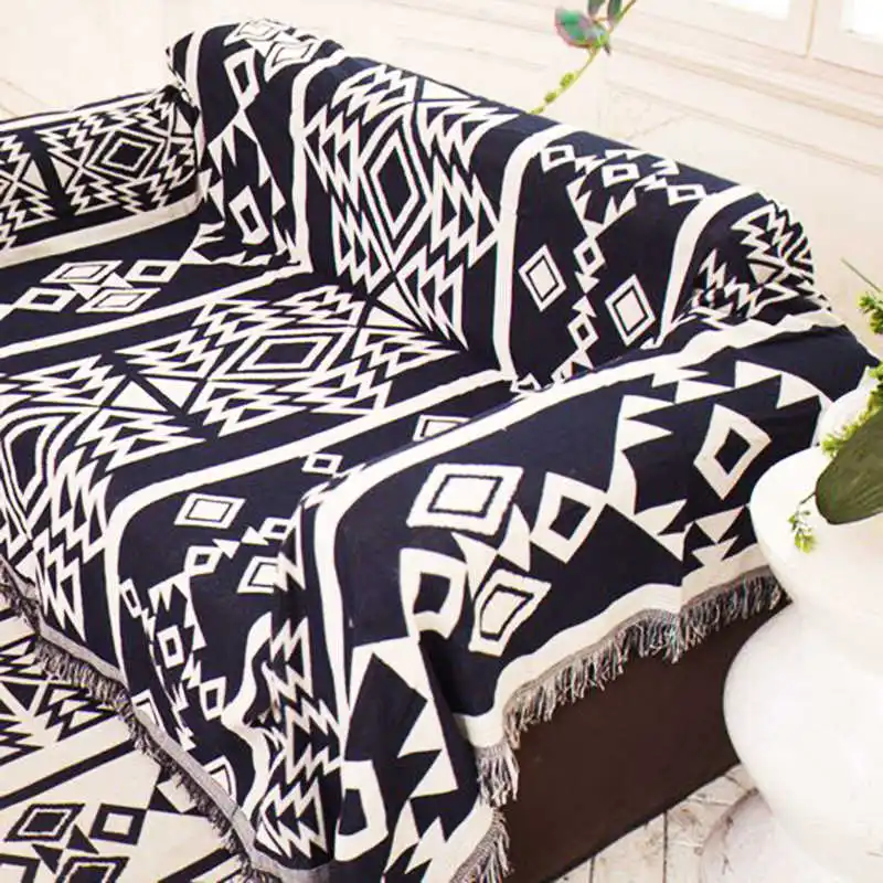 

Sofa Blanket Geometric Throws For Couch Bed Chair 130x180cm Cotton Warm Quilt Throw Blankets For Home Travel Hotel Car Office