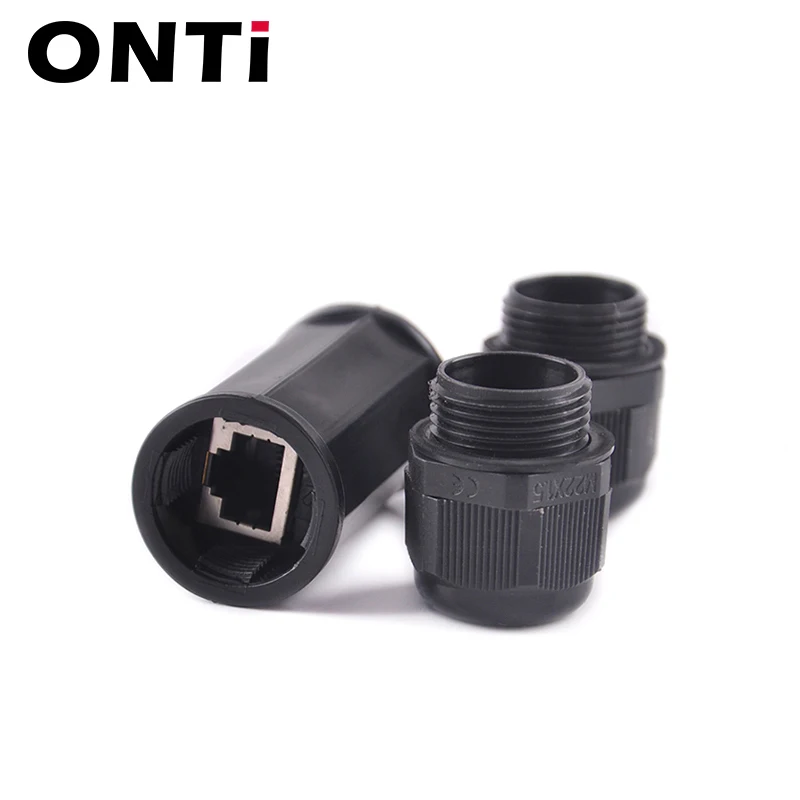 RJ45 موصل مقاوم للمياه IP67 إيثرنت شبكة كابلات الموصلات مزدوجة رئيس محول مقرنة تمديد ل Cat5 6 7 8P8C