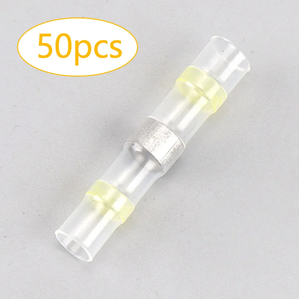 50 stücke Stücke Wasserdichte Solder Dichtung Zinn Ring Schrumpf Butt Draht Stecker Terminal Elektrische Kupfer Band Solder Hülse