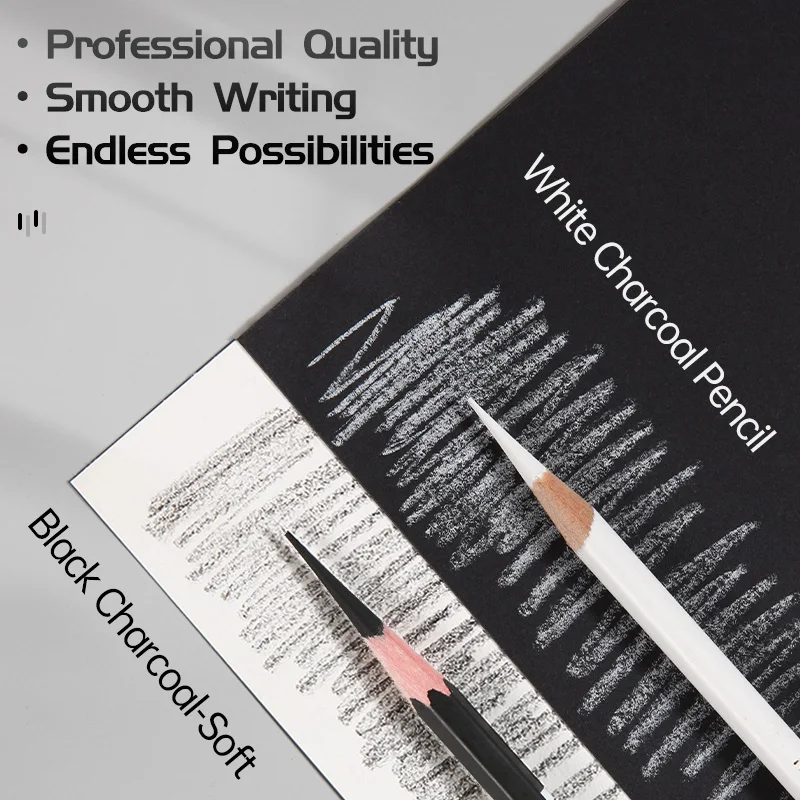 12pcs Marie\'s White Charcoal Pencils Set,Sketch Highlight Pencils,for Sketching,Shading,Blending,Supplies for Beginners,Artists