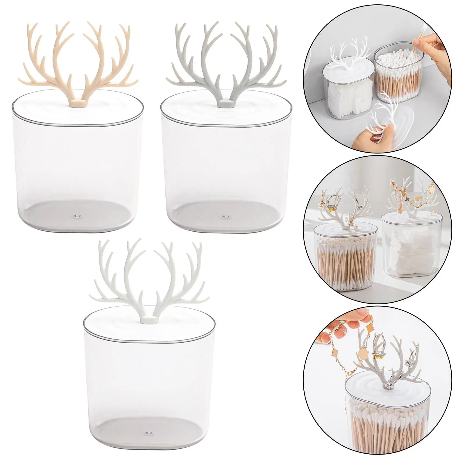 Sw Holder, with Lid Plastic Apothecary Jar Storage Box Makeup Organizer for Floss Round Pads Toothpick Bathroom