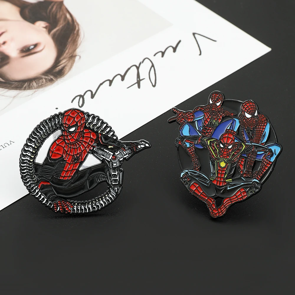 Disney Superhero Spider Man Badge Brooches Avengers Marvel Pin Backpack Decoration Spiderman Accessories for Boys Gift Jewelry