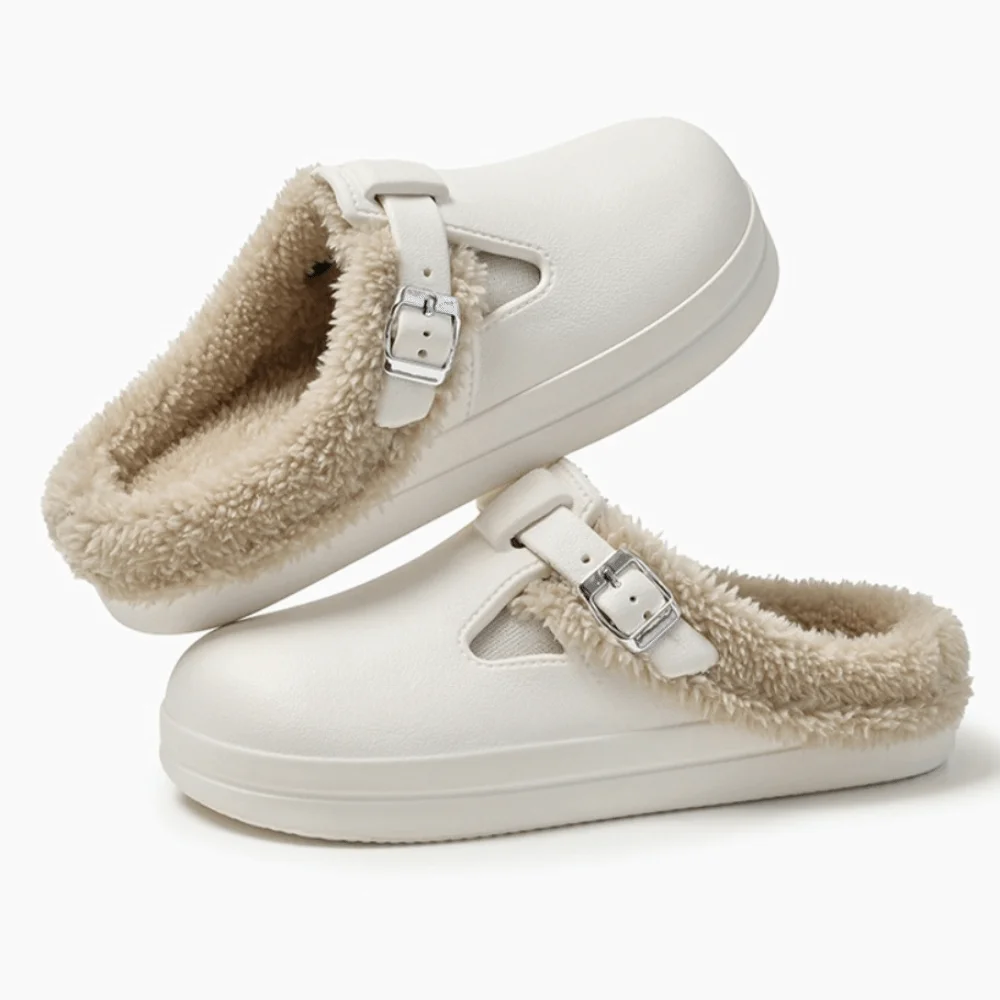A Pair Classic Waterproof Slippers Warm Thick Bottom Cotton Slippers Non Slip Soft House Shoes Winter