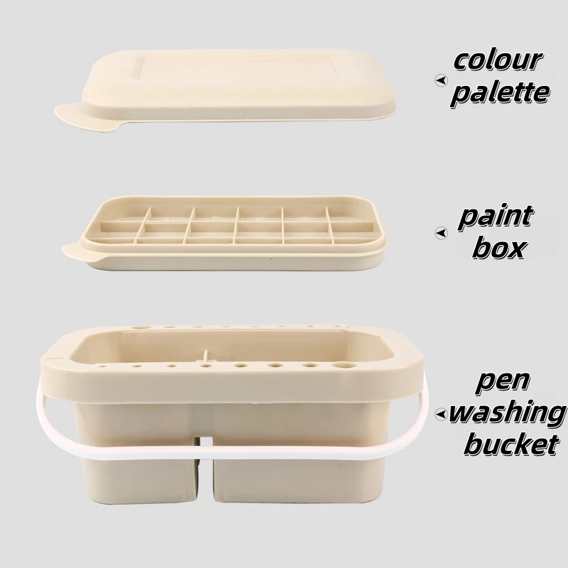 Pen Washing Bucket Brush Cleaner Colour Palette Paint Box Pen Holder Wash Brushes Multifunctional Three-in-One Portable Bucket