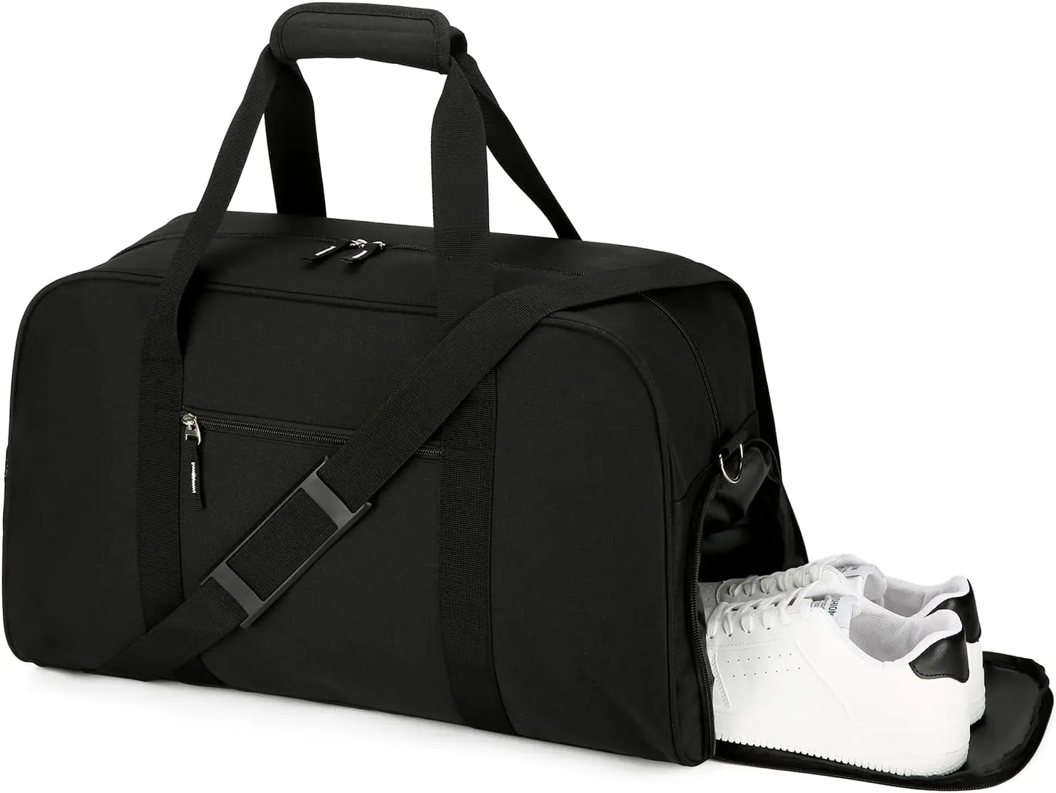 45L Gym Bag with Shoe Compartment, 21" Large Duffle Bag for Travel, Sports, Fitness & Workout, Black