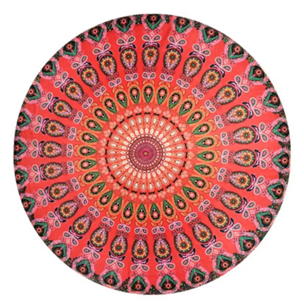 Large Aldult Beach Towel Vintage Round Chiffon Anti-sunlight Shawl Beach Towel Outdoor Yoga Picnic Mat