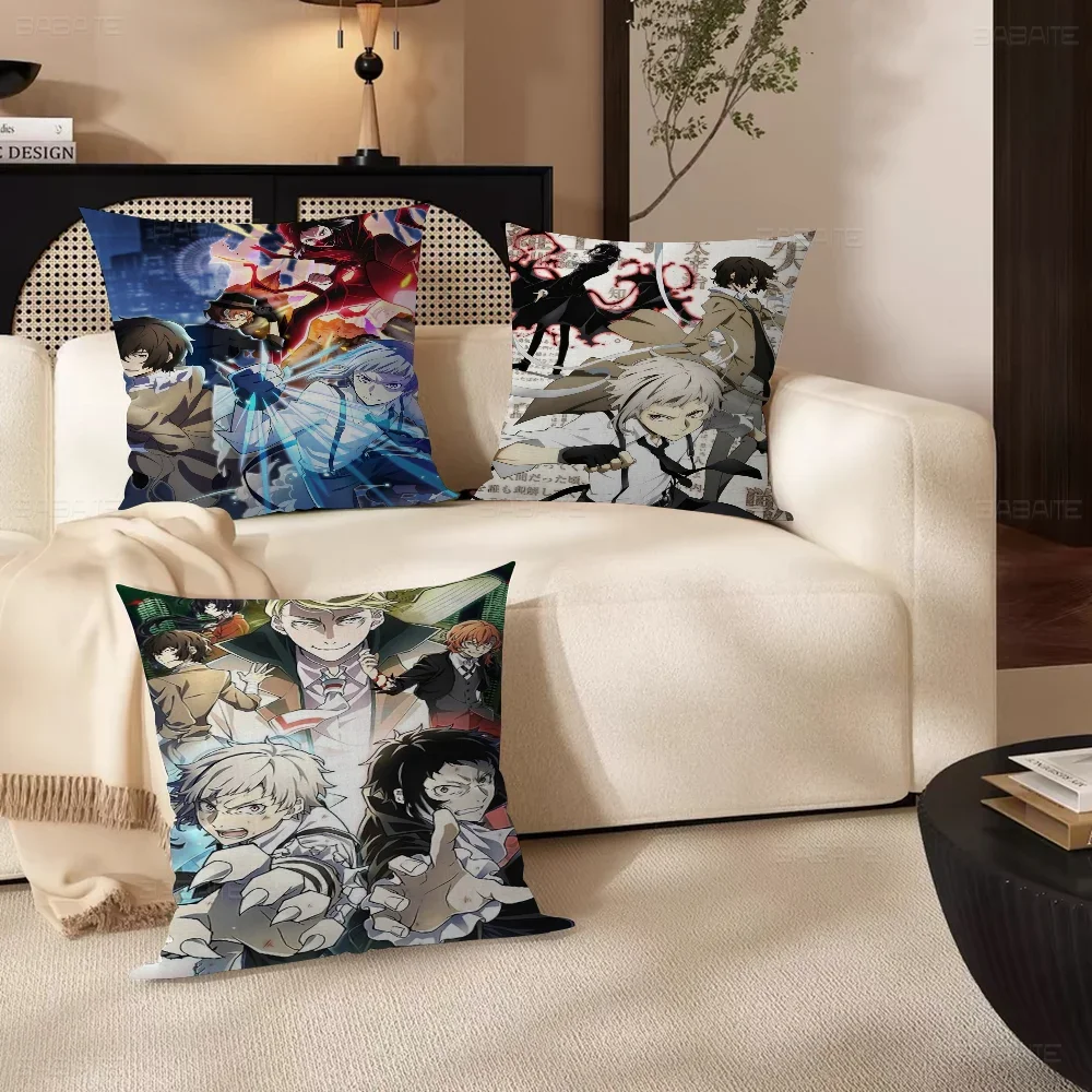 Bungou Stray Dogs Pillow Case Cushion Cover Car Throw Pillow Case For Sofa Car Christmas Gift 40x40cm 45x45cm