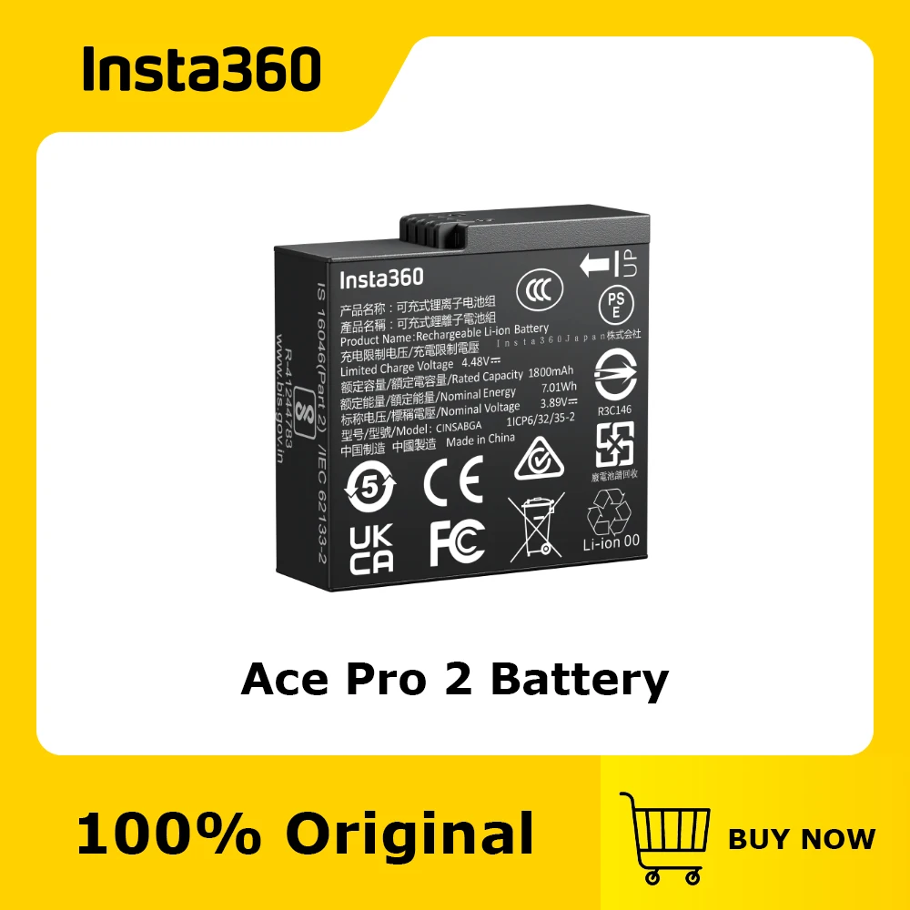 Official & Original Insta360 1800mAh battery,Compatible with Insta360 Ace Pro 2/ACE/ACE PRO