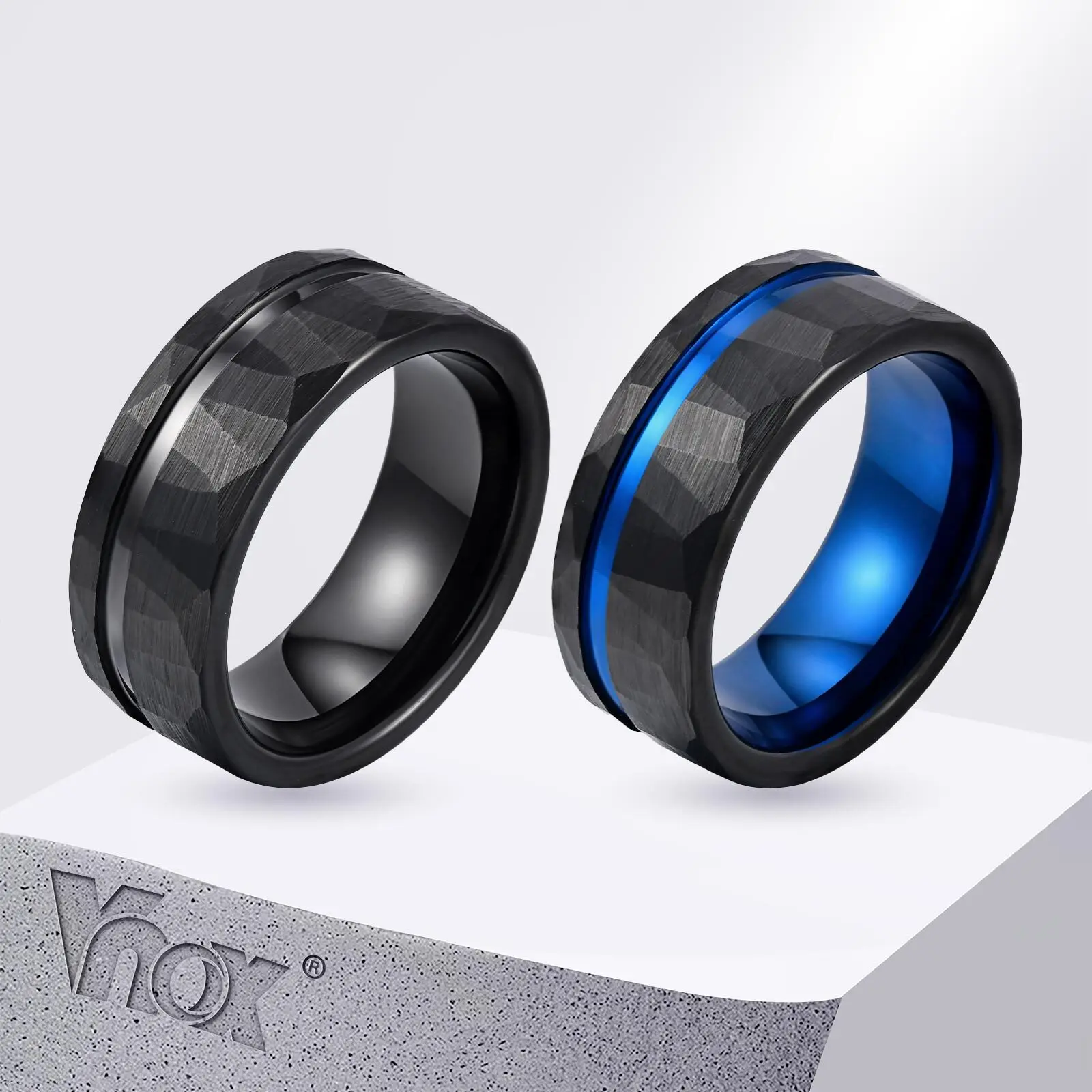 

Vnox 8mm Wide Tungsten Steel Brushed Ring for Man, Scratch Resistant Men's Ring Size 7-12, Durable Wedding Gift for Him