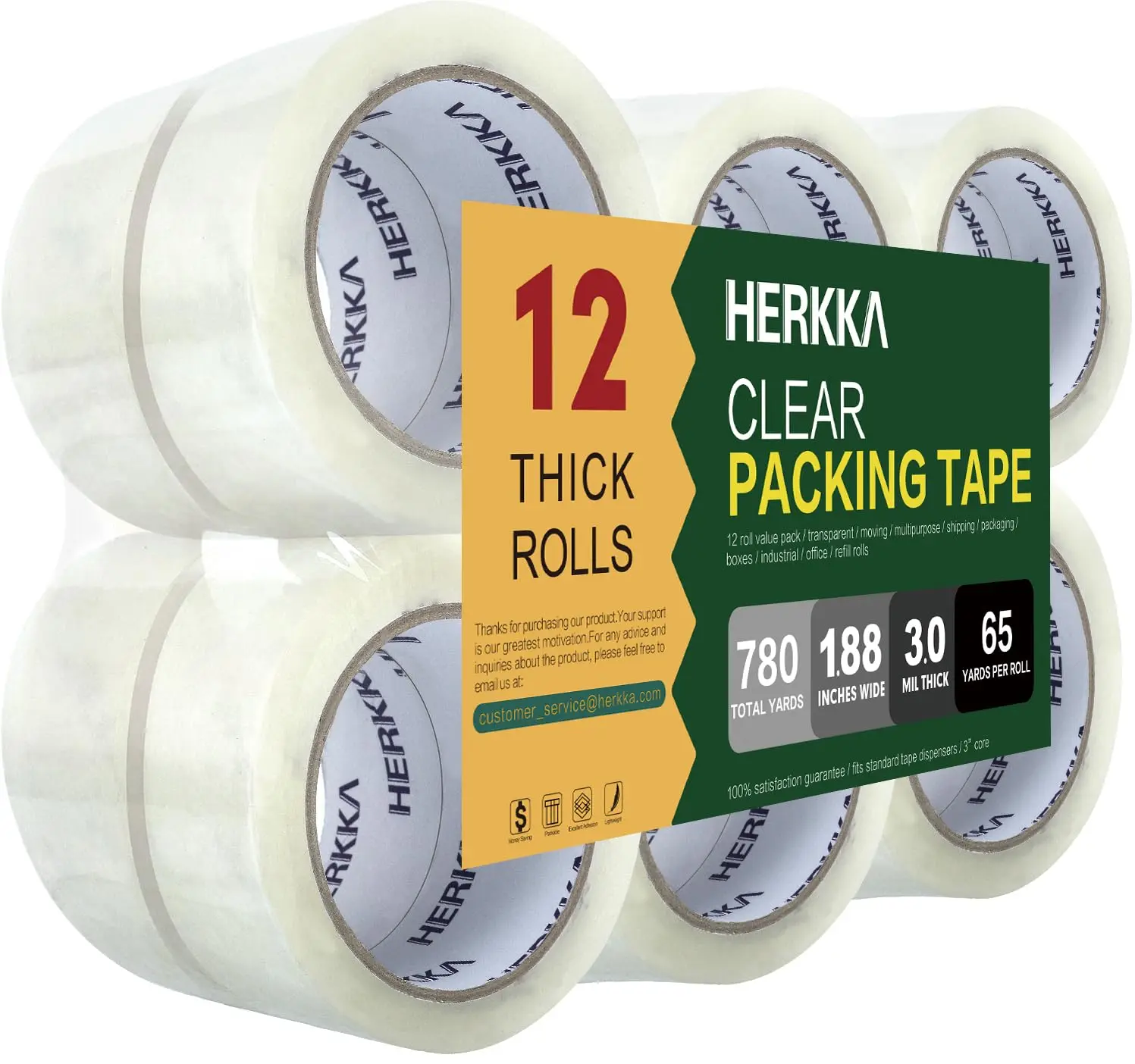 

Clear Packing Tape, 12 Rolls Heavy Duty Packaging Tape for Shipping Packaging Moving Sealing, 3 mil Thick Clear Packing