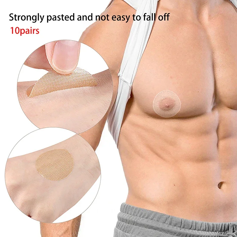 20Pcs/10 blätter Männer Nippel Abdeckung Einweg Unsichtbare Shirts Strumpfhosen Anzug Anti-buchtung Nippel Aufkleber Weiche Atmungsaktive wasserdicht