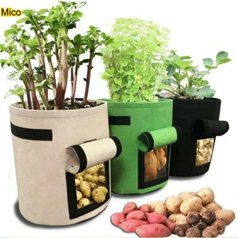 

1PC Felt Potato Planting Bag Large Diameter Vegetable Plant Seedling Bag Non-Woven Felt Potato Growing Bucket