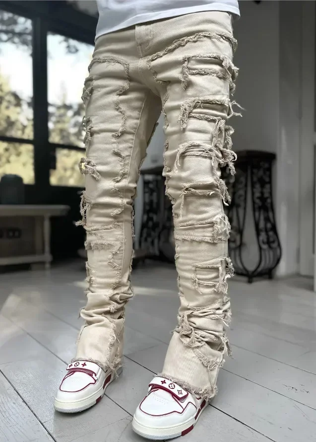 Männer Jeans Bleistift Hosen Mittlere Taille Punk Gothic Denim Zipper Fly Taschen Moto Biker Mantel Knöchel Länge Lange Jean 2025, Streetwear