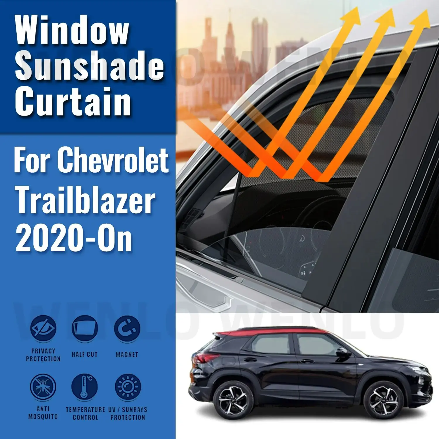 Chevalusdili blazer用の磁気カーサンシェード、フロントフロントガラスカーテン、サイドウィンドウ、サンシェード、2020、2021、2022、2023