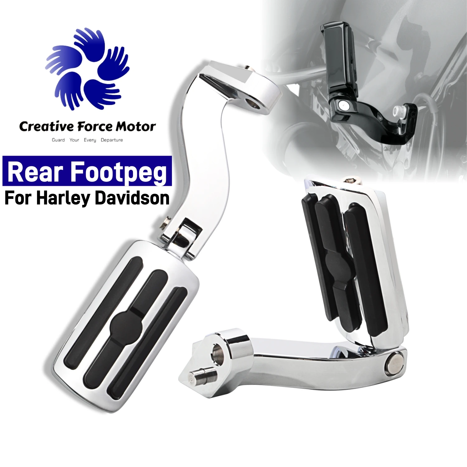 

Motorcycles Passenger Rear Foot Pegs Mount Kit Footrest For Harley Davidson Road King CVO Street Glide Electra Glide FLHTC FLHTK