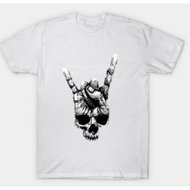 Metallica T Shirt Black Graphic Tee with Skull Rock Hand Sign Logo Band Merchandise for Metal Music Fans and Concert Goers