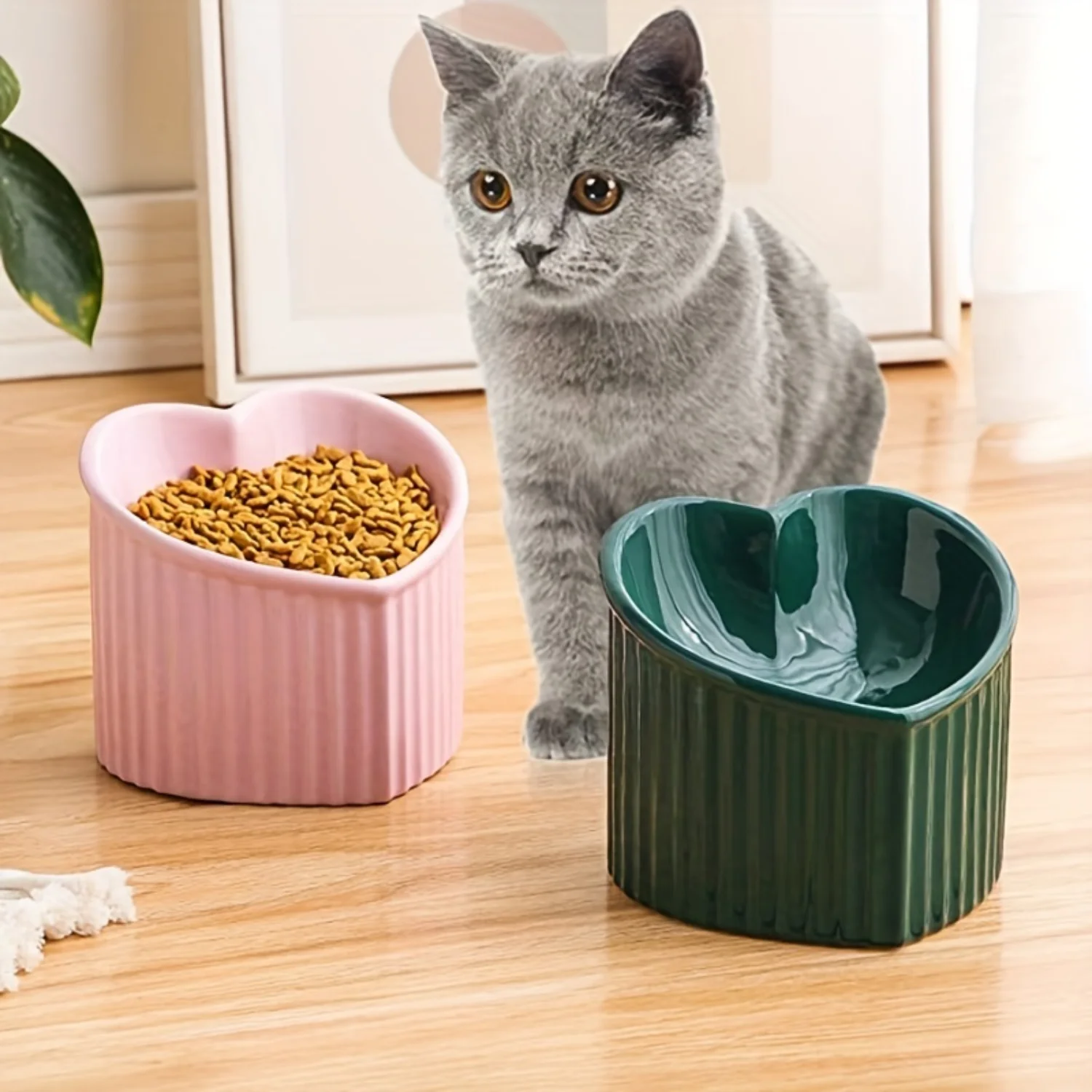 Elevated Ceramic Cat Bowls - Reduce Neck Strain, Promote Healthy Eating, Aid Digestion - Ergonomic Design, High-Quality Material