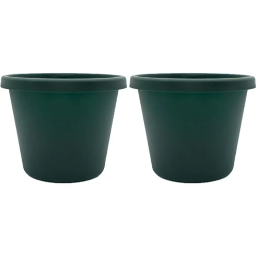 

16 Inch Round Plastic Planter with Rolled Rim for Indoor Outdoor Plants Flowers Herbs Evergreen Pack of 2 Light Beige Lightweig