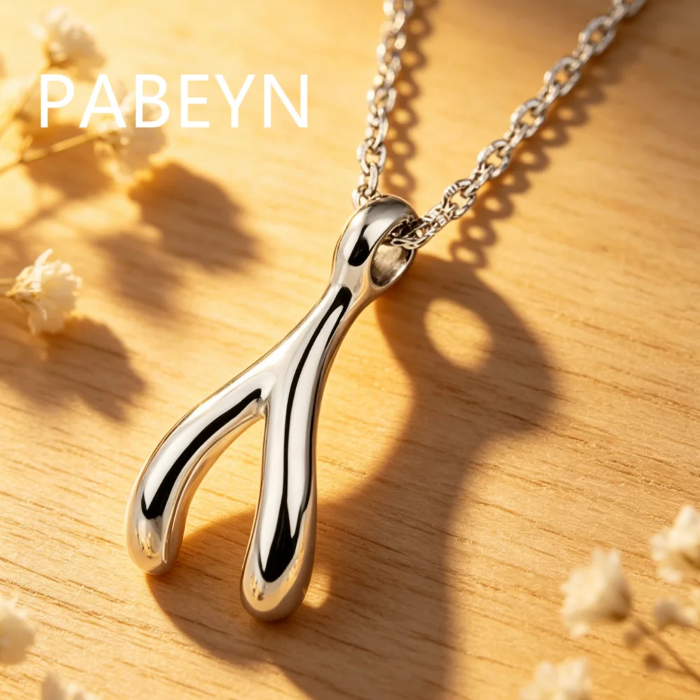 

925 Sterling Silver Fashion Versatile Wishing Bone Pendant Necklace Birthday Party Anniversary Gift