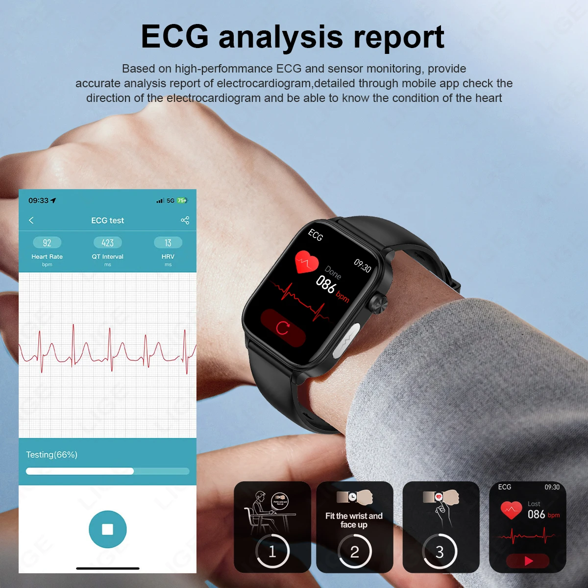 LIGE New Medical Grade ECG Smart Watch For Men Uric Acid SOS First Aid Function Sport Wristwatch Bluetooth Call Women Smartwatch