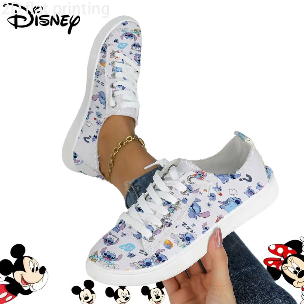 

Officially Licensed Disney Stitch All-Over Print Lace-Up Sneakers for Women – Cute Lilo & Stitch Comfort Casual Shoes