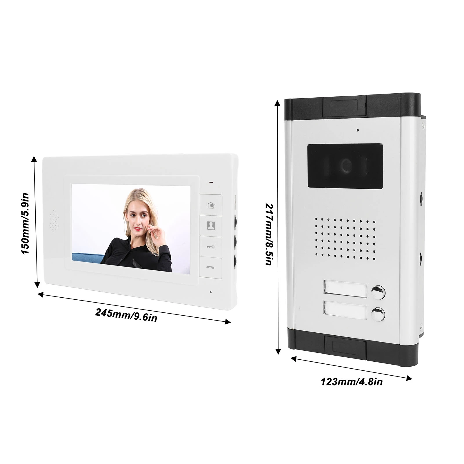 Video Intercom System 7 Inch  Monitors and 1 Night Vision Camera 2 Way Call Visual Doorbell Video Intercom System