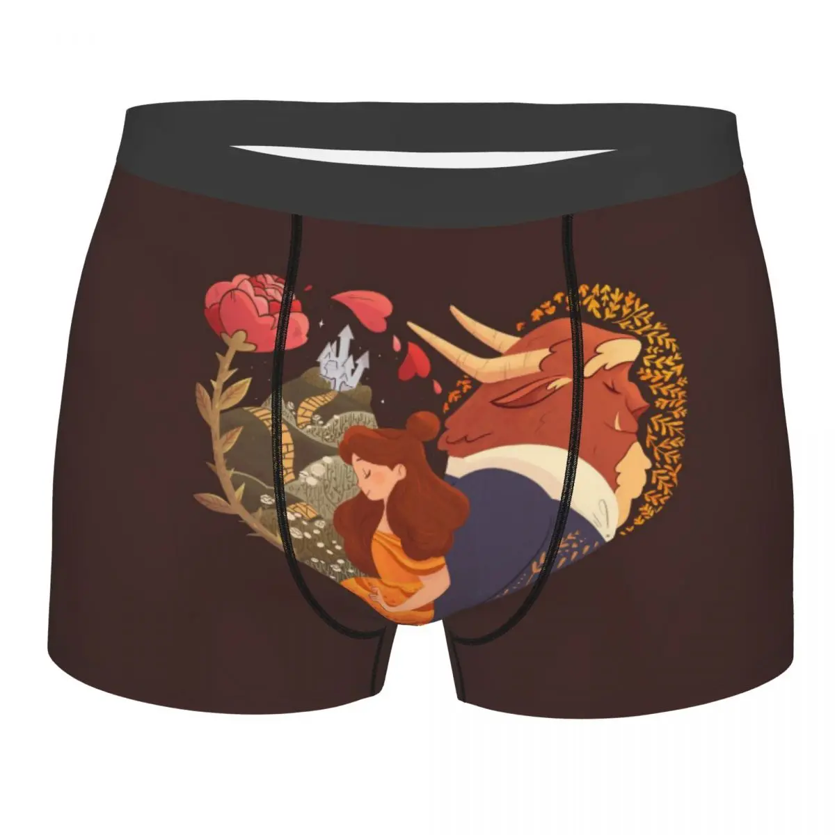 

Нижнее белье «Красавица и чудовище» на заказ, мужские шорты-боксеры с принтом, трусы, дышащие трусы