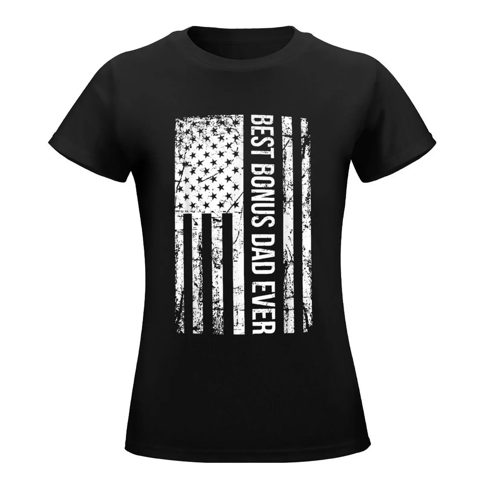 Mens Step Dad Best Bonus Dad Ever For Stepdad American Flag T-Shirt tops aesthetic clothes oversized t shirts for Women graphic