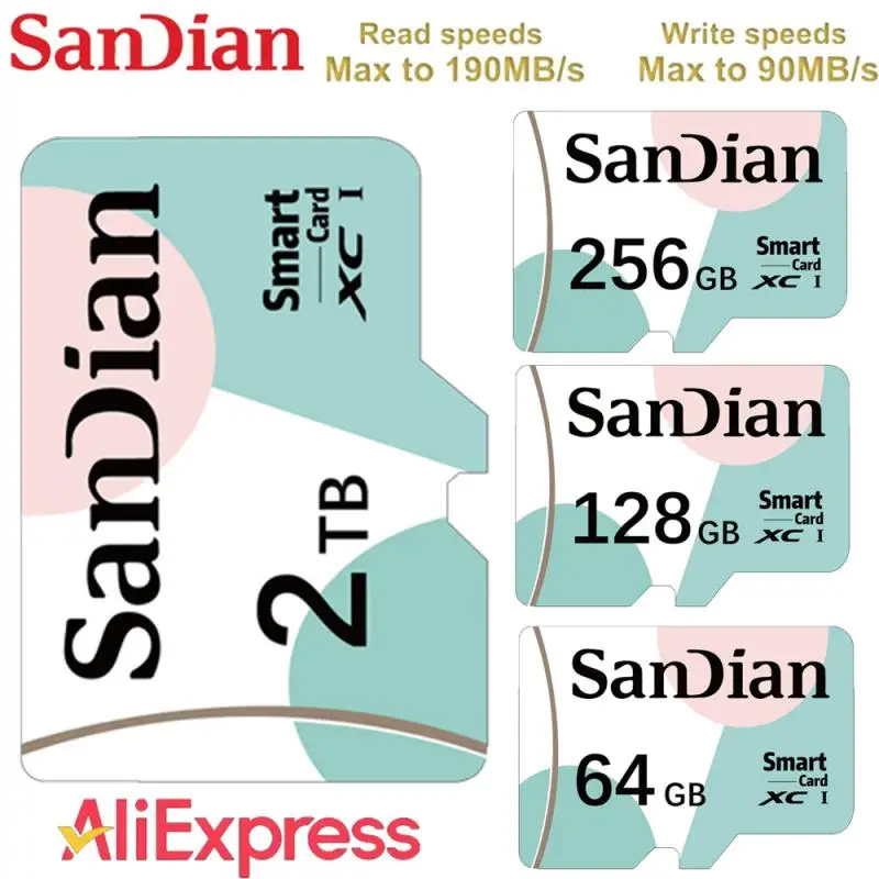 2TB 1TB High Speed Memory Card 256GB 512GB Flash SD 1TB Class 10 Micro Card 128GB TF Card For Phones Tablets Camera