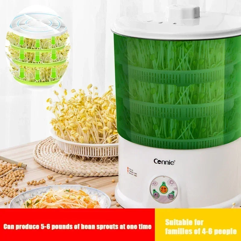 220V Intelligent Bean Sprouts Machine Grow Automatic Large Capacity Thermostat Green Seeds Growing Automatic Bean Sprout Machine