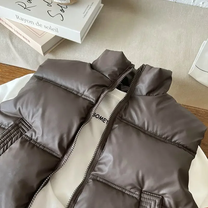 Neue Kinder-Weste aus Baumwolle mit Stehkragen, warme ärmellose Winterjacke für Jungen und Mädchen, verdickte modische Weste – Detail 10