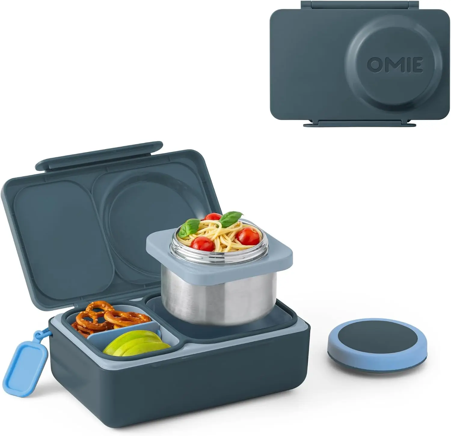 

Kids Bento Lunch Box with Thermal Food Jar and Ice Pack, Insulated 2 Compartment Container for School