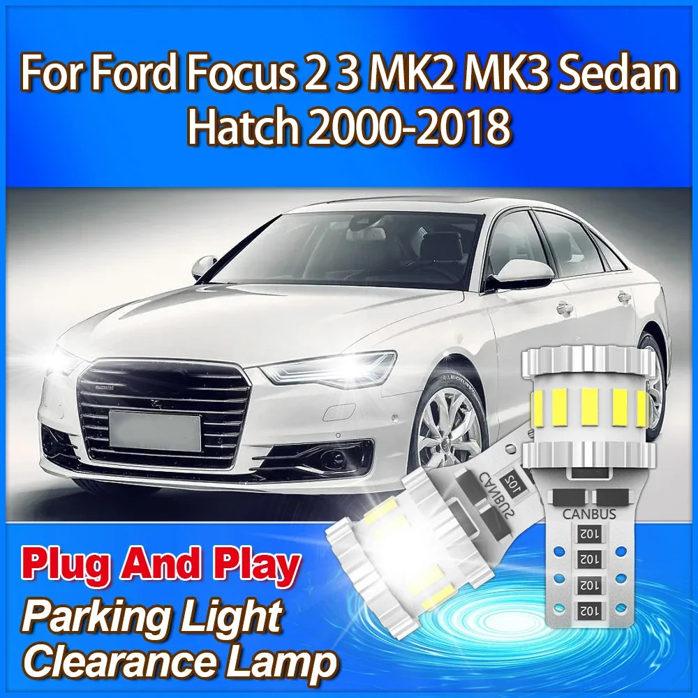 

12V T10 W5W Parking 6W Flashing Led lights Clearance Lamp 3400LM Plug And Play For Ford Focus 2 3 MK2 MK3 Sedan Hatch 2000-2018