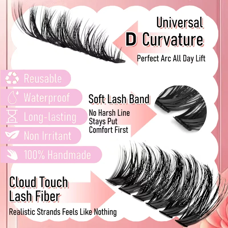 200/700/720 Stück D-Curl Wimpernbüschel mit Werkzeugen, Anfängerfreundliches Hochkapazitäts-Wimpernbuch-Set für Verschiedene Make-up-Looks – Detail 3