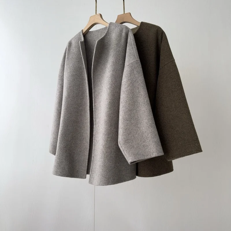 

2025 модное двустороннее шерстяное кашемировое и шерстяное пальто для женщин