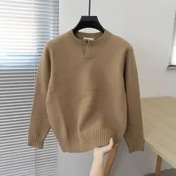 2023 Autumn and Winter Korean Edition Simple Solid Color Pullover Round Neck Soft and Versatile Popular Underlay Knitted Sweater