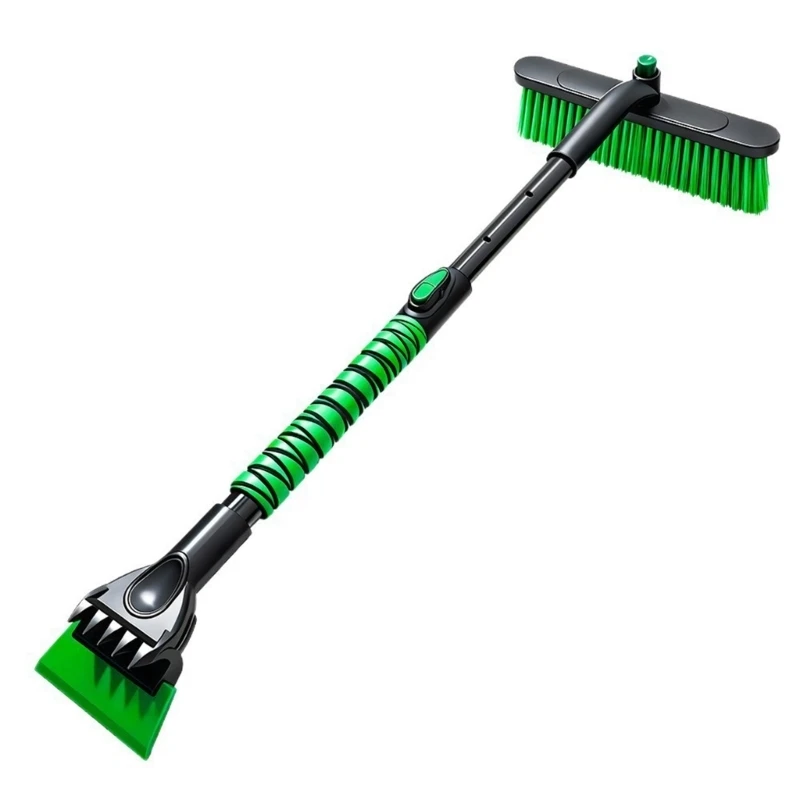 Telescoping Car Snow Brush and Ice Scraper with Integrated Sponge Squeegee, Adjustable Handle for Snow, Window Ice, and H9EE
