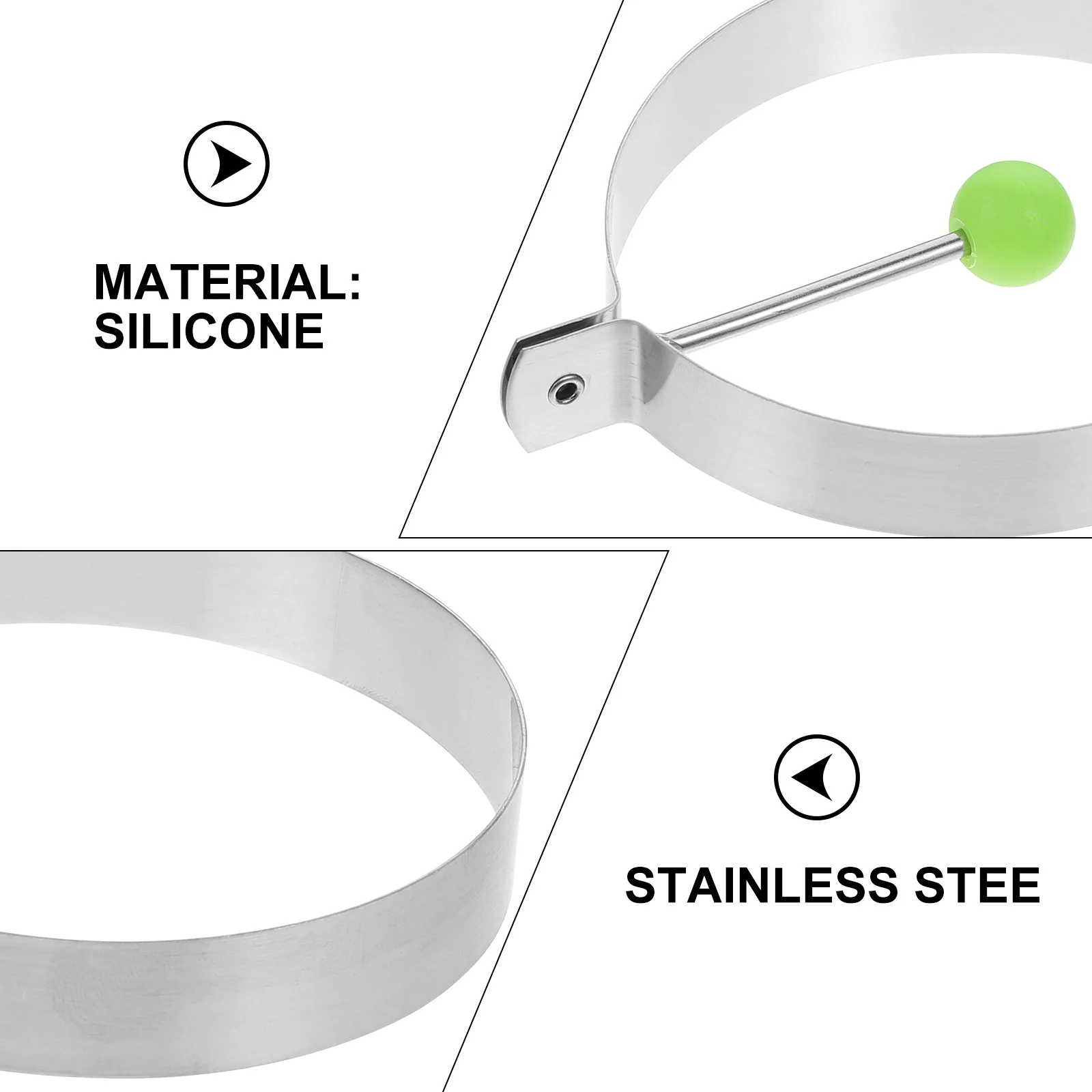 

10Pcs Egg Frying Mold Stainless Steel Cooking Rings Foldable Handle Round Shape Egg Shaper Ring Kitchen Gadgets Poacher Circles