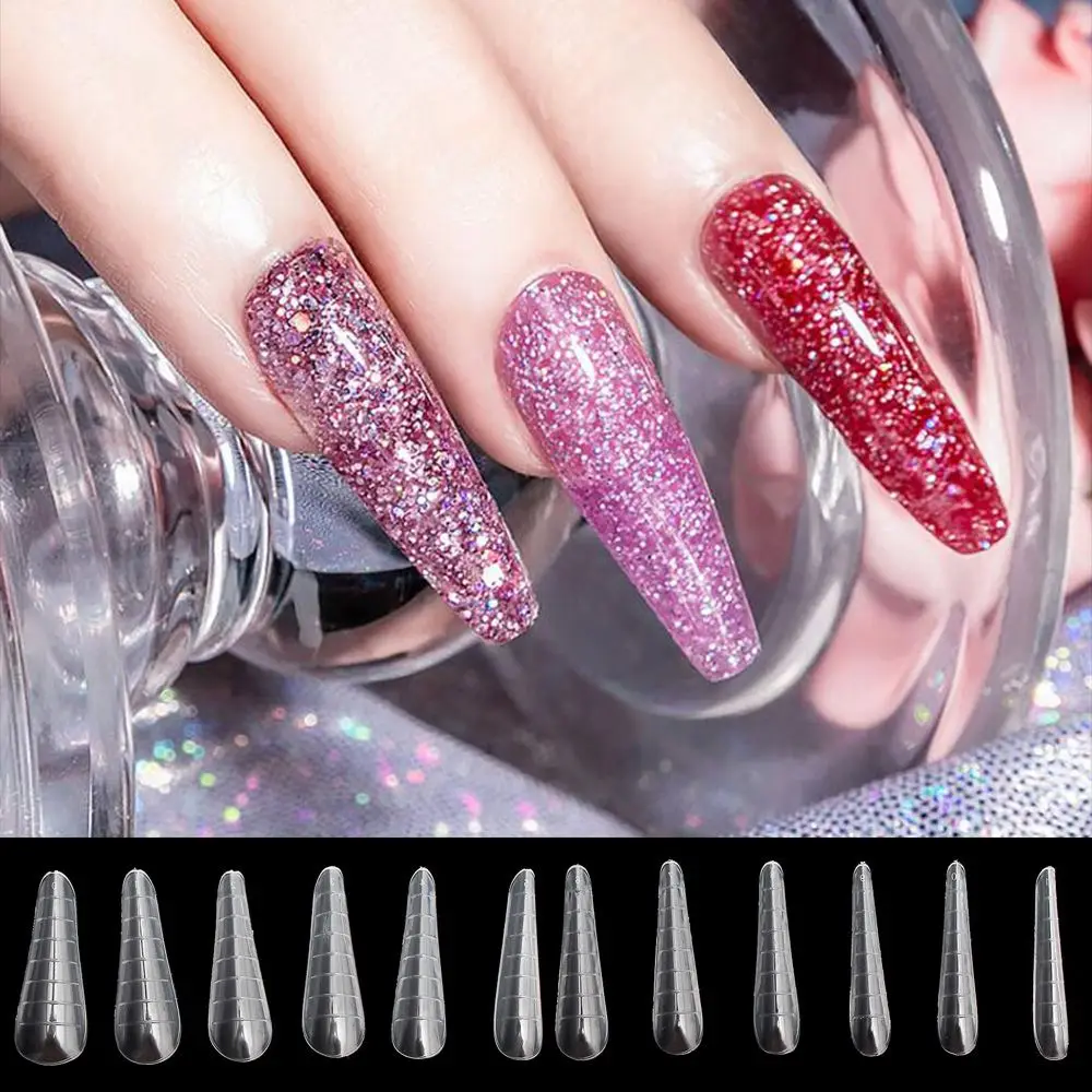 60Pcs/Bag 4 Types Manicure Tools DIY False Nail Tips Nail Mold Fake Nails Extension Nail Dual Form