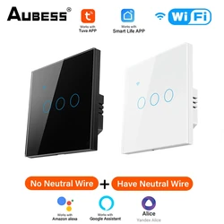 Interruptor de luz inteligente con WiFi para el hogar, panel de pared de 1/2/3/4 entradas, funciona con la aplicación Smart Life a través de Alexa y Google Home, TUYA