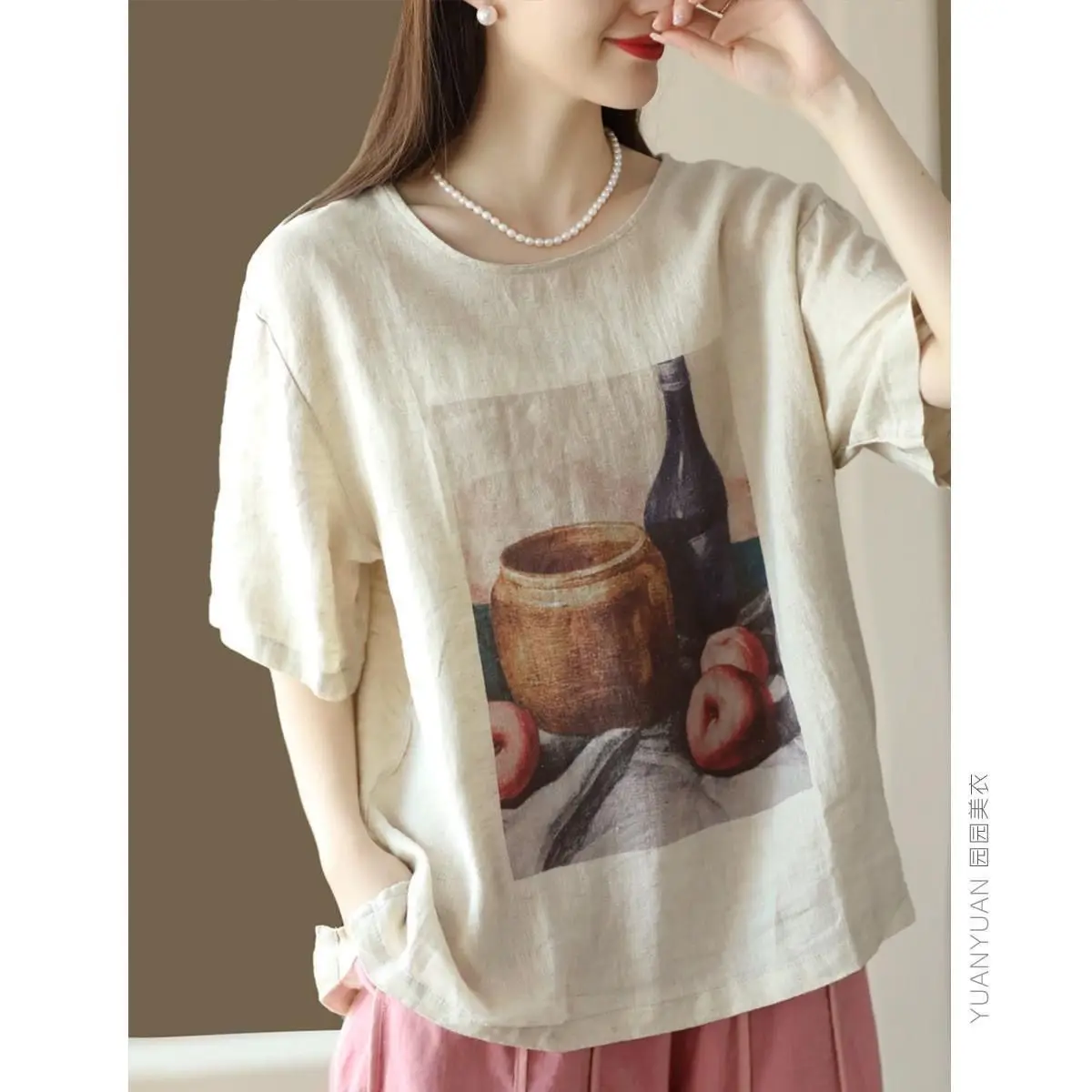 

Женская футболка больших размеров с принтом, круглым вырезом и коротким рукавом, базовая модель для повседневной носки, художественный дизайн, стандартный крой, летняя коллекция.