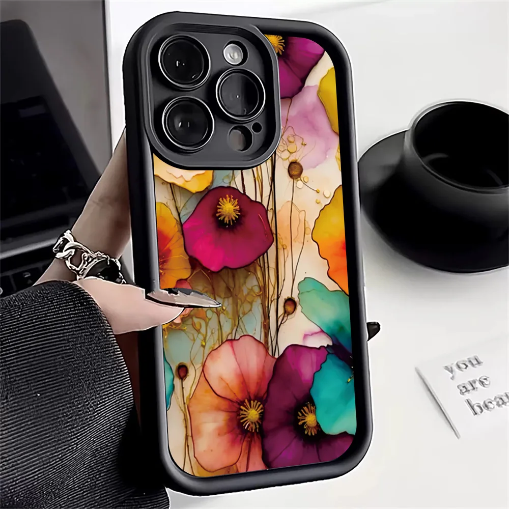 Beautiful Retro Flower Pattern Case For Samsung Galaxy S25 S24 S23 S22 S21 Ultra Plus FE A25 A36 A35 A34 A33 A55 A54 A52S Cover