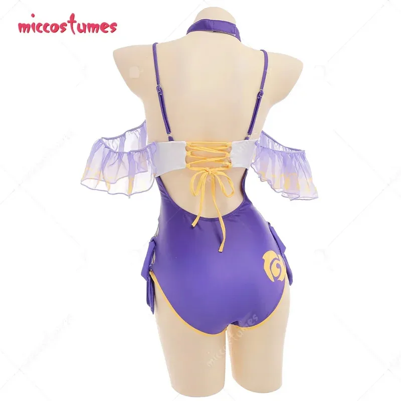 

CySwimsuits Lisa Derivative Sexy One-Piece Swimsuit Cross Shoulder Strap Deep V Swimwear Ruffle Hollow Out Bathing Suit + Choker