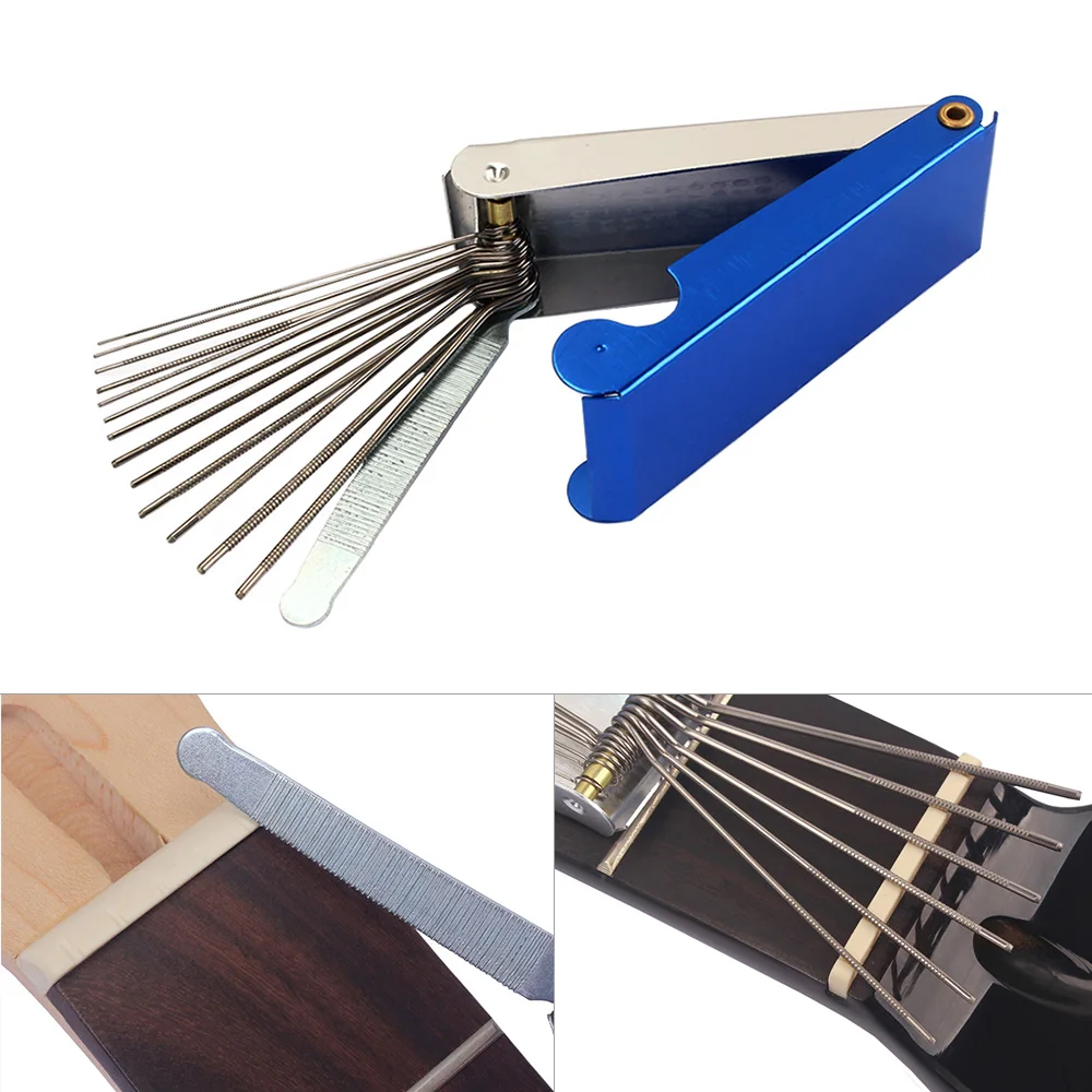

Guitar File Set Luthier Tools Box 13 Files 1 Flat File for Guitar Bass Banjo Mandolin Stainless Steel 0.4mm 0.5mm 0.7mm