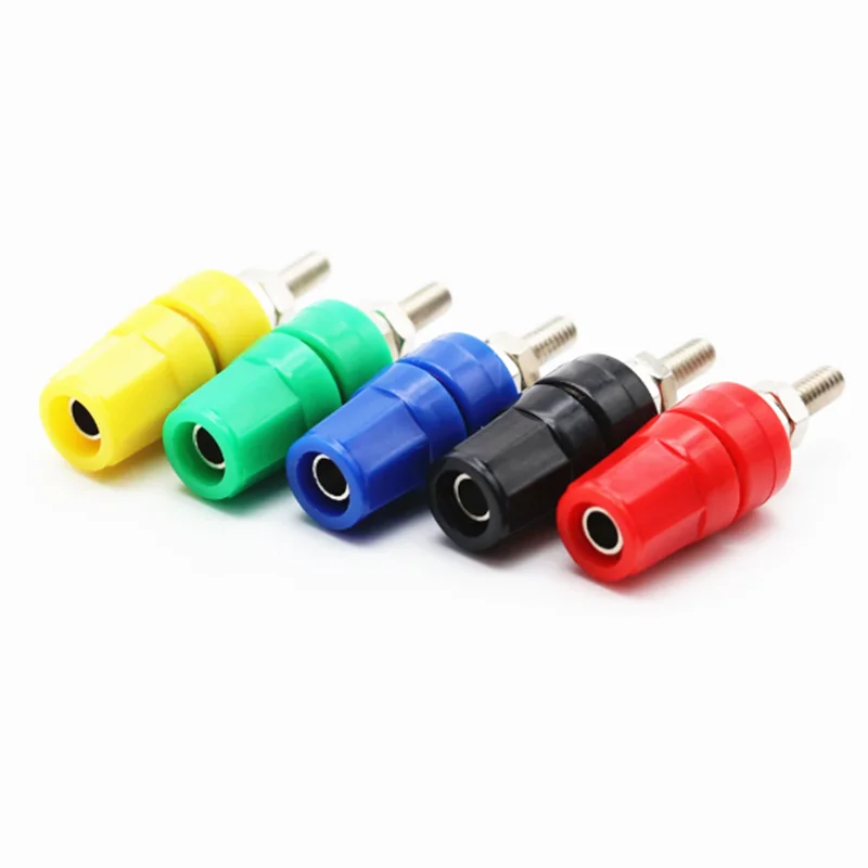 5pcs M4X36 Pure Copper Terminal 4mm Banana Jack Socket 20A Binding Post Banana Plug Connector