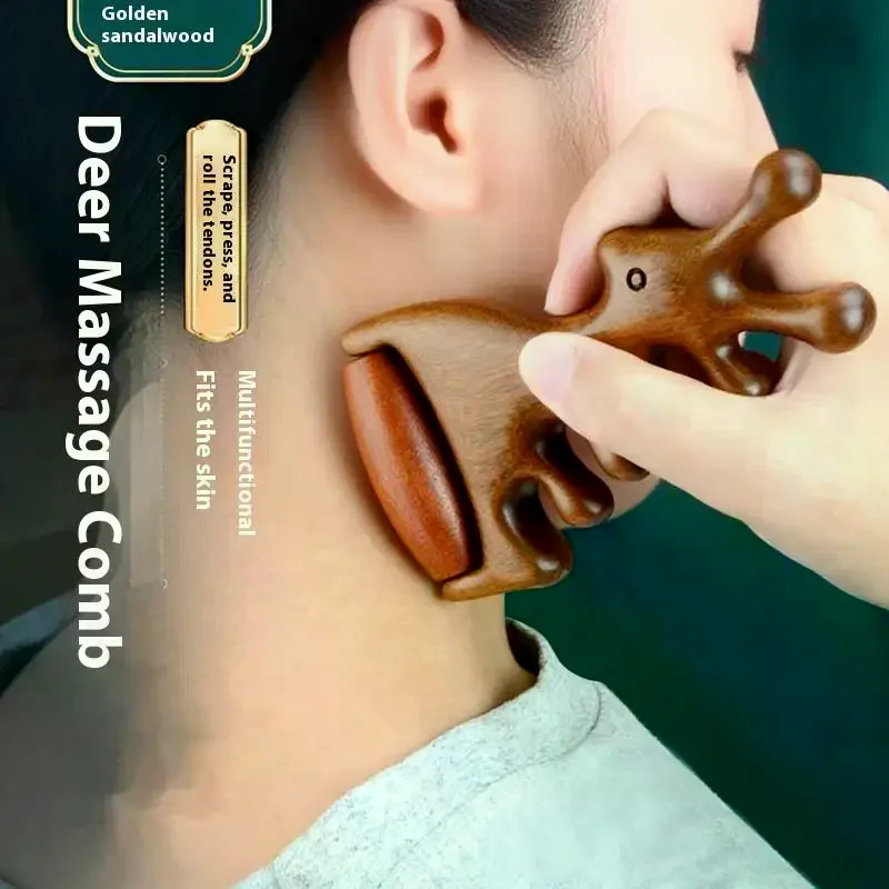 Pettine per massaggio in legno Testa Meridiano Pettini per cuoio capelluto Viso Occhio Spalla Collo Raschiante Trattamento Perdita di capelli Pettine antistatico a denti larghi